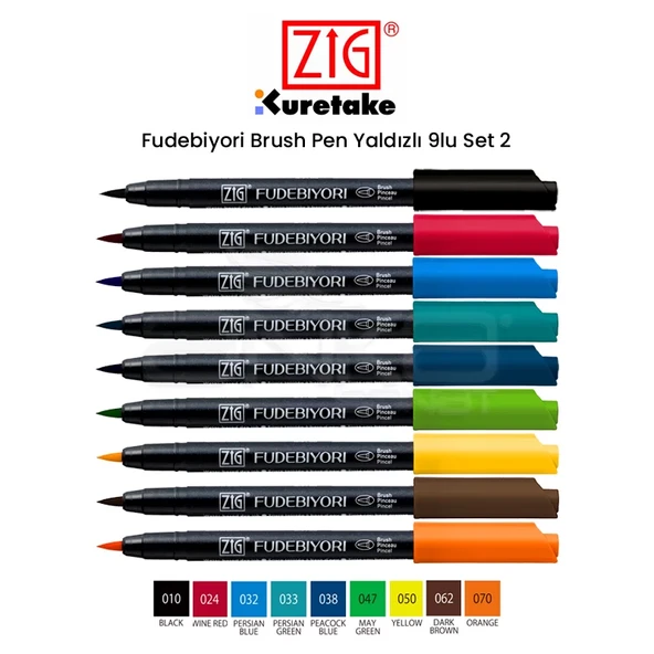Zig Fudebiyori Brush Pen 9lu Set 2 ürün görseli 1