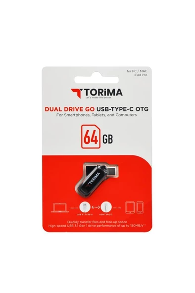 Torima Siyah 64GB Çift Sürücülü USB-TYPE-C OTG ürün görseli 1