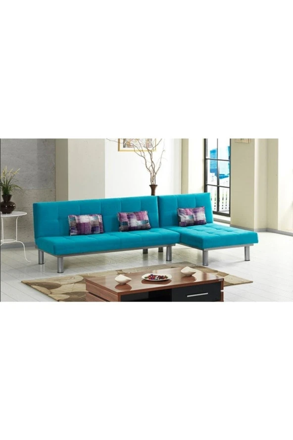Vipa Home Relax Mavi Sağ Yataklı Metal Ayaklı Köşe Takımı ürün görseli 1