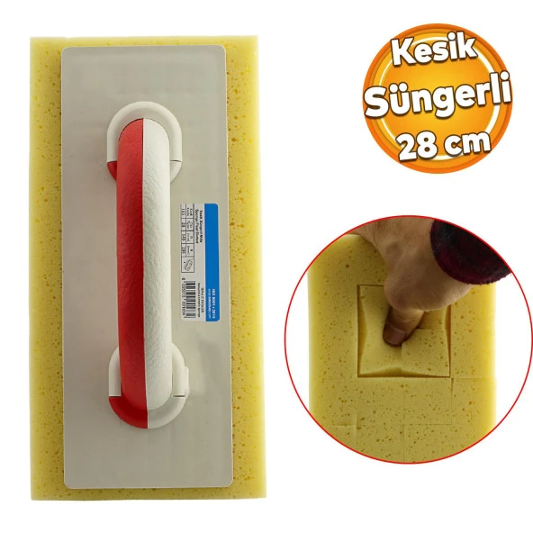 Kesik Süngerli Plastik Mala 28 cm İnce Sıva Perdah Fayans Yüzey Temizlik Malası ürün görseli 1