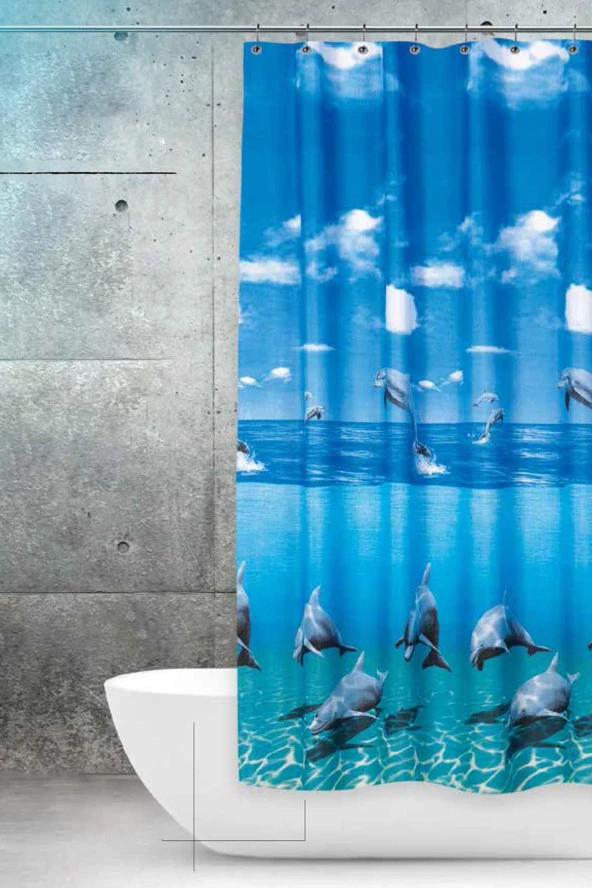 Dolphin Banyo Perdesi Duş Perdesi Çift Kanatlı 120x200cm BP8852-120X200 ürün görseli 1