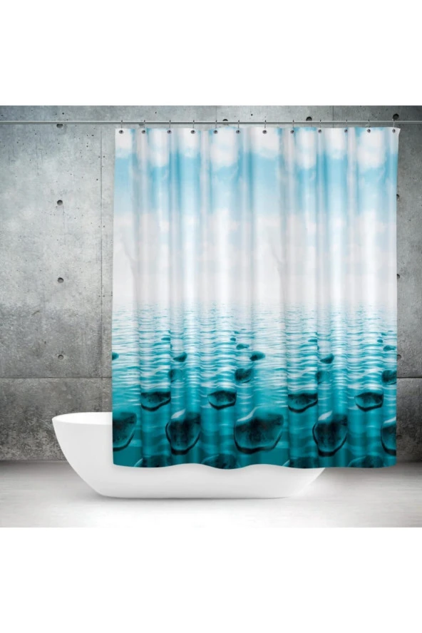 Prado Stone Banyo Perdesi, Duş Perdesi 180X200Cm ürün görseli 1