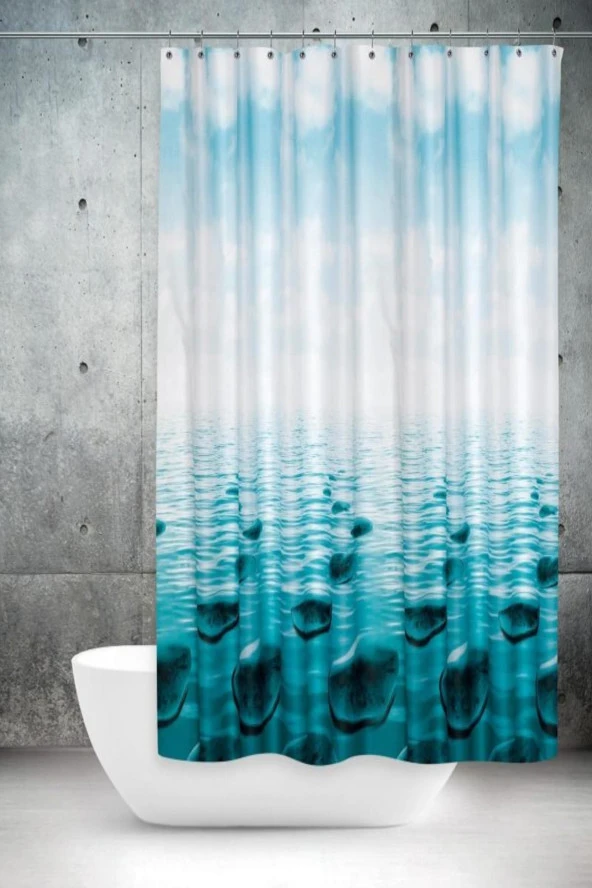 Prado Stone Banyo Perdesi, Duş Perdesi Çift Kanatlı 2X120X200Cm ürün görseli 1