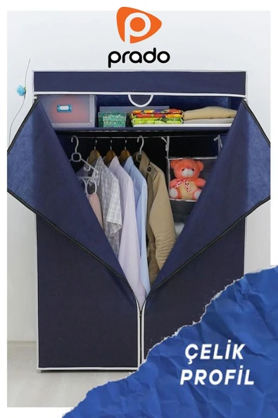 Prado Basic Çelik Profilli Portatif Bez Dolap  LACİVERT ürün görseli 1
