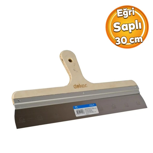 Ahşap Eğri Saplı Metal Macun Spatula Temizlik Boya Sıva Kazıma Harç Karıştırma Ispatulası 30 cm ürün görseli 1