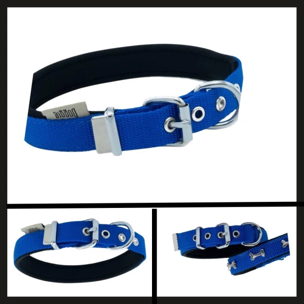 Uyguna-Yakala Royal Blue 2.0*35-40 Cm  Dokuma Kemikli Boyun Tasması-SMA.352 ürün görseli 1