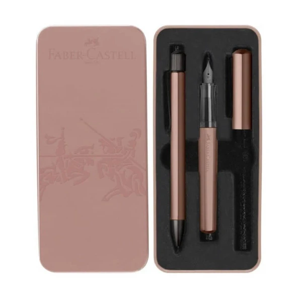 Faber Castell Hexo Dolmakalem-Tükenmez Kalem Metal Kutu Hediye Seti Bronz ürün görseli 1