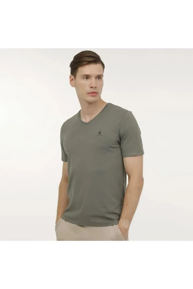 Lumberjack BSC V NK T-SH 4FX Haki Erkek Kısa Kol T-Shirt M-CT106 ürün görseli 1