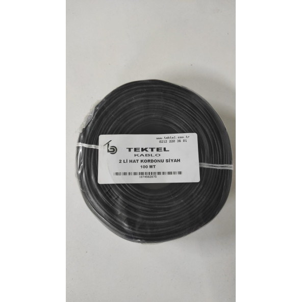 TEKTEL (TELTEKS) TELEFON KABLOSU 2 Lİ SİYAH FLAT KÖKEN 100 METRE ürün görseli 1