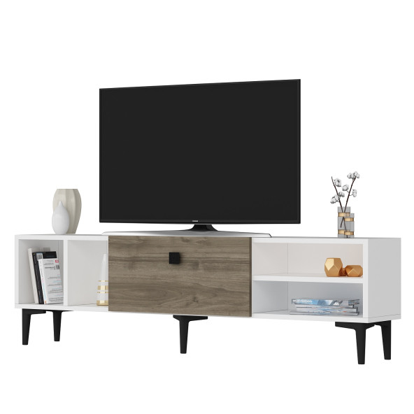 SOLE TV ÜNİTESİ BEYAZ CEVİZ - Resim 5