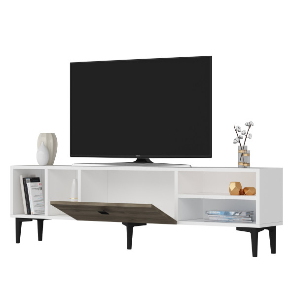 SOLE TV ÜNİTESİ BEYAZ CEVİZ - Resim 6