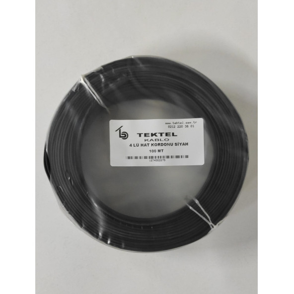TEKTEL (TELTEKS) TELEFON KABLOSU 4 LÜ SİYAH FLAT KÖKEN 100 METRE ürün görseli 1