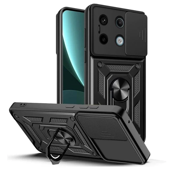 Gpack Xiaomi Redmi Note 13 5G Kılıf Sert Silikon Tank Aramid Sürgülü Vega Yüzüklü ürün görseli 1
