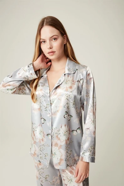 Pijama Takım Gecelik Gömlek Butterfly Elienor 2'li Set ürün görseli 1
