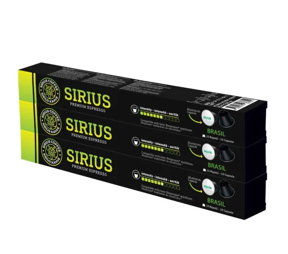 Sirius Nespresso Uyumlu Single Origin Kapsül Kahve 7 Brasil 3'lü Set (30 Kapsül) ürün görseli 1