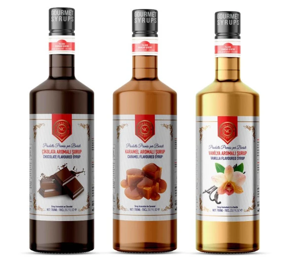 Nish Çikolata, Karamel, Vanilya Aromalı Şurup 3'lü Set (3 x 700ml) - P ürün görseli 1
