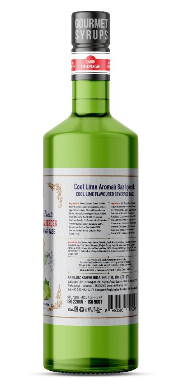 Nish Cool Lime Aromalı Baz İçecek 700 ML - Resim 2