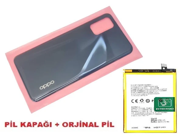Tkgz Oppo A52 Arka Pil Batarya Kapağı + PİL (CAM) SİYAH ürün görseli 1