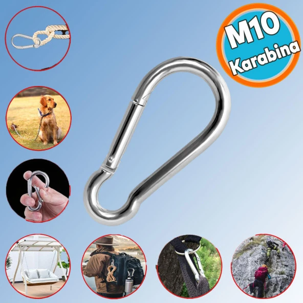 Karabina Yaylı Kanca Paslanmaz Çelik Kilit Tırmanma Dağcılık Kamp Ekipmanları Salıncak Hamak Anahtar Askı Kilidi (10 MM) ürün görseli 1