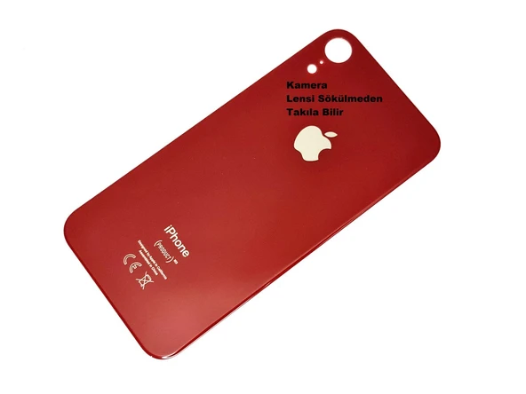 Tkgz İPhone XR Arka Pil Batarya Kapağı (CAM) Kırmızı ürün görseli 1