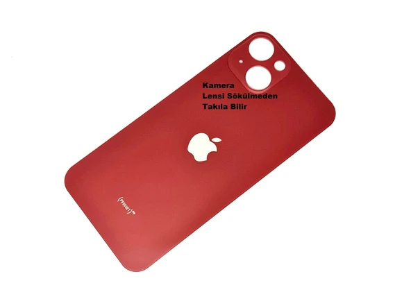 Tkgz İPhone 13 Arka Pil Batarya Kapağı (CAM) Kırmızı ürün görseli 1
