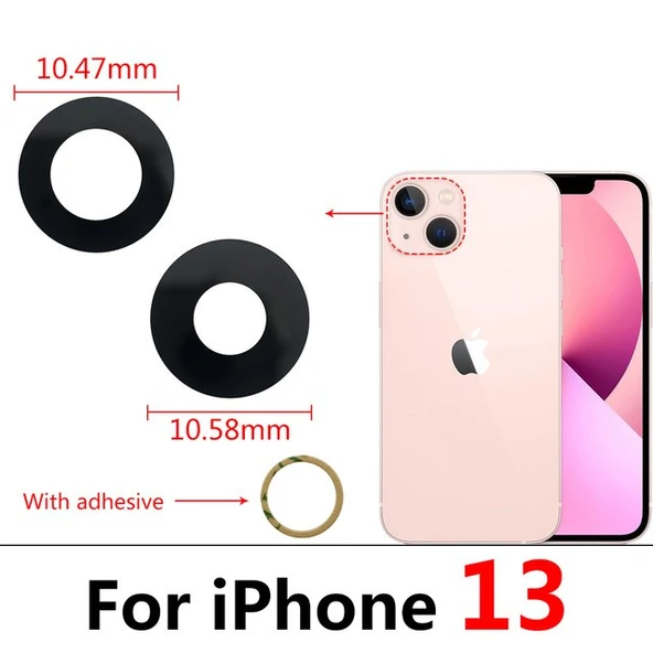 Tkgz İPhone 13 2 Lİ Arka Kamera Camı Lens Yapışkanlı ürün görseli 1