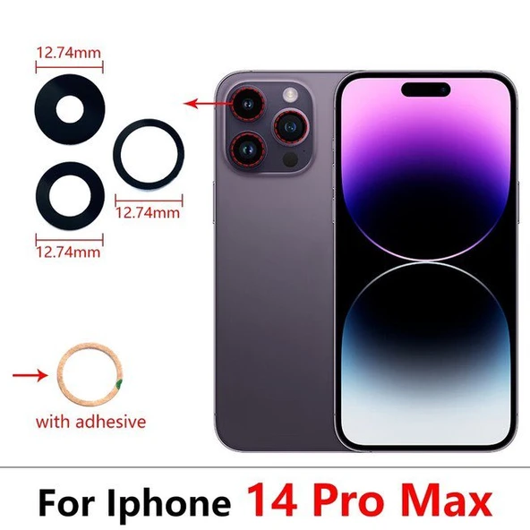 Tkgz İPhone 14 PRO MAX 3 LÜ Arka Kamera Camı Lens Yapışkanlı ürün görseli 1