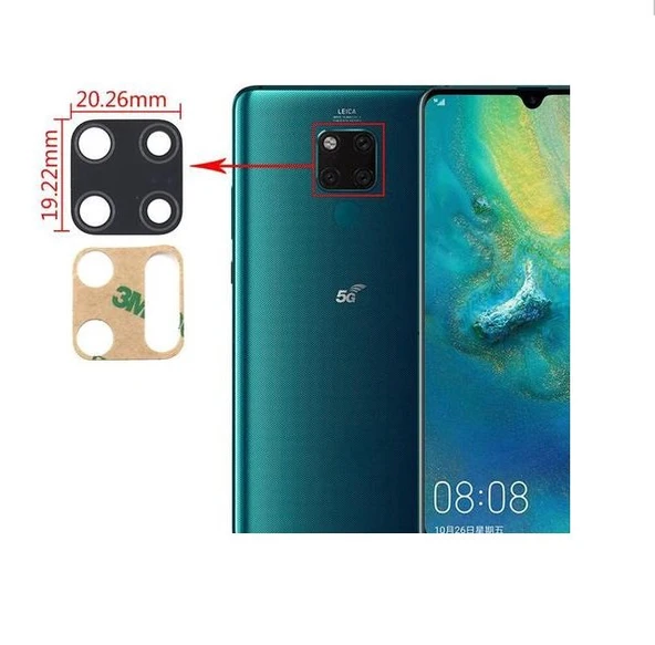Tkgz - Mate 20 PRO Arka Kamera Camı Lens Yapışkanlı ürün görseli 1