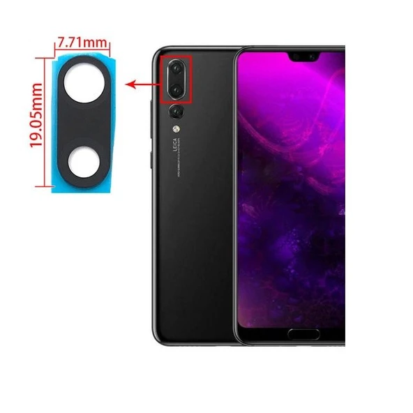 Tkgz - P20 PRO Arka Kamera Camı Lens Yapışkanlı ürün görseli 1