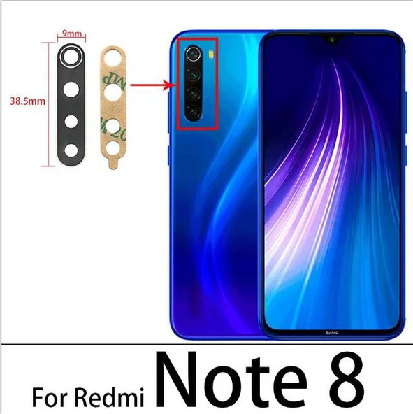Tkgz Xiaomi Redmi NOTE 8 Arka Kamera Camı Lens Yapışkanlı ürün görseli 1
