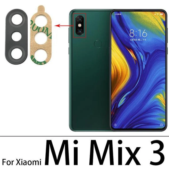 Tkgz Xiaomi Mİ MİX 3 Arka Kamera Camı Lens Yapışkanlı ürün görseli 1