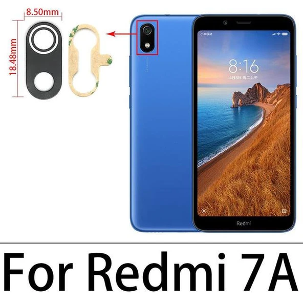 Tkgz Xiaomi Redmi 7A Arka Kamera Camı Lens Yapışkanlı ürün görseli 1