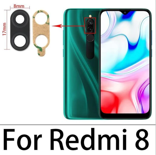 Tkgz Xiaomi Redmi 8 Arka Kamera Camı Lens Yapışkanlı ürün görseli 1