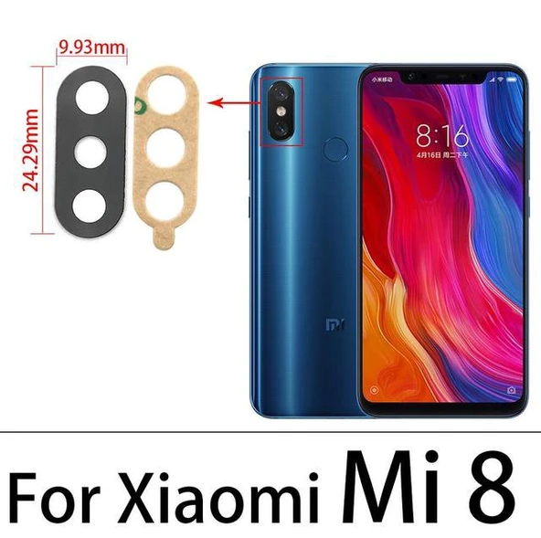 Tkgz Xiaomi Mİ8 Arka Kamera Camı Lens Yapışkanlı ürün görseli 1