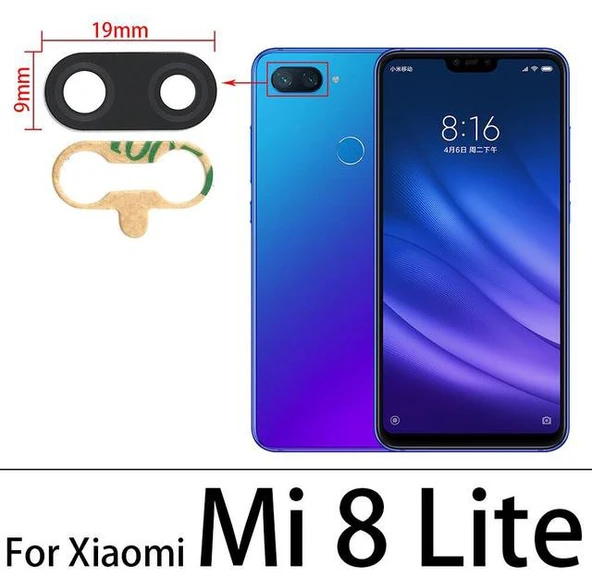 Tkgz Xiaomi Mİ8 LİTE Arka Kamera Camı Lens Yapışkanlı ürün görseli 1