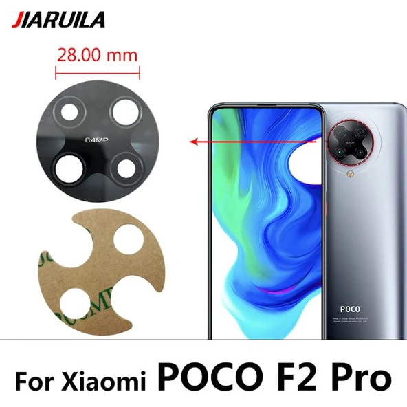 Tkgz Xiaomi POCOPHONE F2 PRO Arka Kamera Camı Lens Yapışkanlı ürün görseli 1