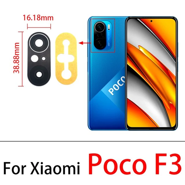 Tkgz Xiaomi POCOPHONE F3 Arka Kamera Camı Lens Yapışkanlı ürün görseli 1