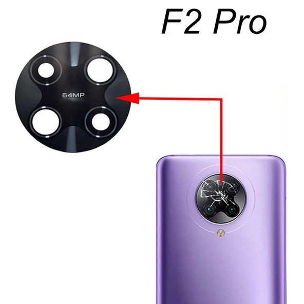 Tkgz Xiaomi POCOPHONE F2 PRO Arka Kamera Camı Lens Yapışkanlı ürün görseli 1