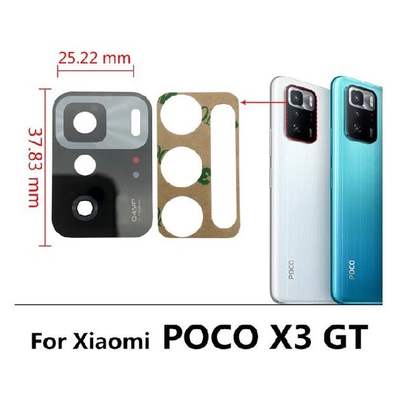 Tkgz Xiaomi POCO X3 GT Arka Kamera Camı Lens Yapışkanlı ürün görseli 1