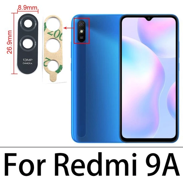 Tkgz Xiaomi Redmi 9A-9C Arka Kamera Camı Lens Yapışkanlı ürün görseli 1