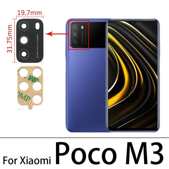 Tkgz Xiaomi POCOPHONE M3 Arka Kamera Camı Lens Yapışkanlı ürün görseli 1