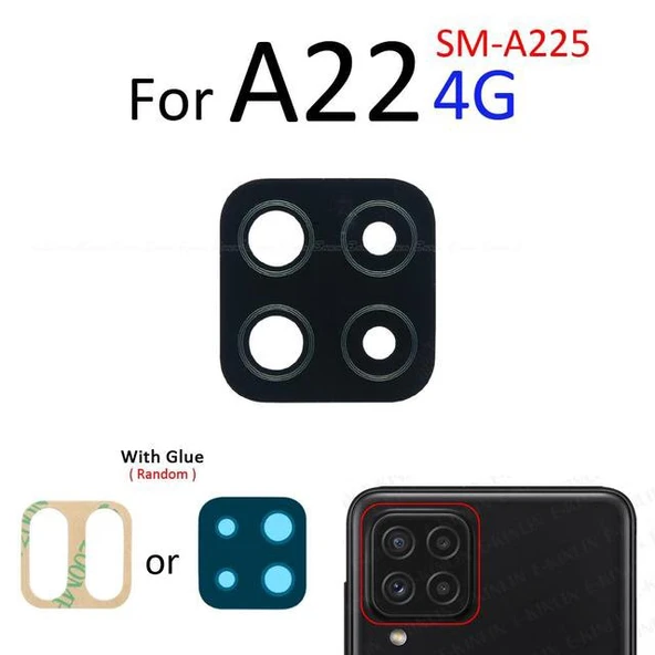 Tkgz Samsung Galaxy A22 4G Arka Kamera Camı Lens Yapışkanlı ürün görseli 1