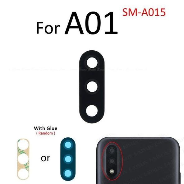 Tkgz Samsung Galaxy A01 Arka Kamera Camı Lens Yapışkanlı ürün görseli 1