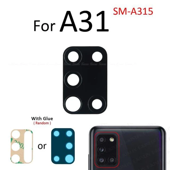 Tkgz Samsung Galaxy A31 Arka Kamera Camı Lens Yapışkanlı ürün görseli 1