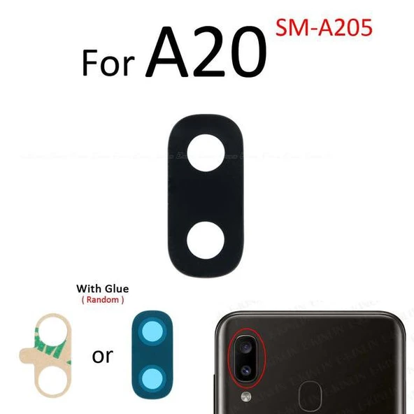 Tkgz Samsung Galaxy A20 Arka Kamera Camı Lens Yapışkanlı ürün görseli 1