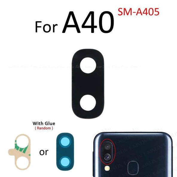 Tkgz Samsung Galaxy A40 Arka Kamera Camı Lens Yapışkanlı ürün görseli 1