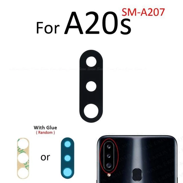 Tkgz Samsung Galaxy A20S Arka Kamera Camı Lens Yapışkanlı ürün görseli 1