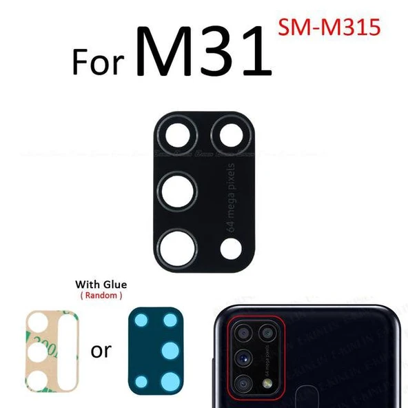 Tkgz Samsung Galaxy M31 Arka Kamera Camı Lens Yapışkanlı ürün görseli 1