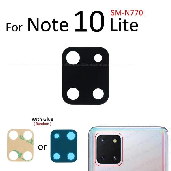 Tkgz Samsung Galaxy NOTE 10 LİTE Arka Kamera Camı Lens Yapışkanlı ürün görseli 1