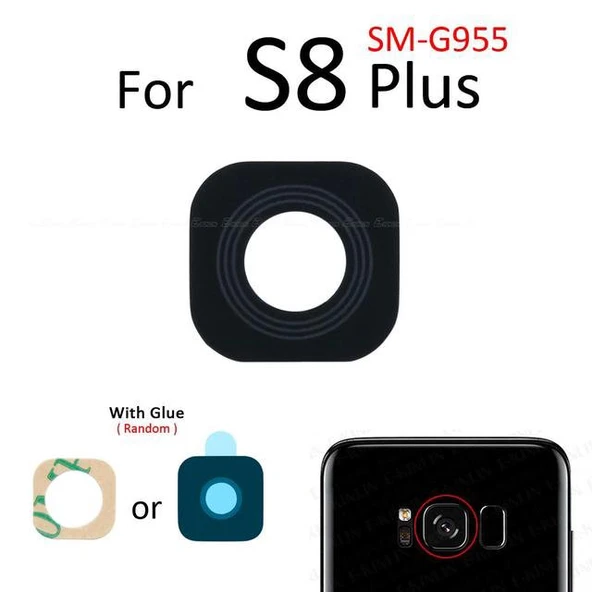 Tkgz Samsung Galaxy S8 PLUS Arka Kamera Camı Lens Yapışkanlı ürün görseli 1